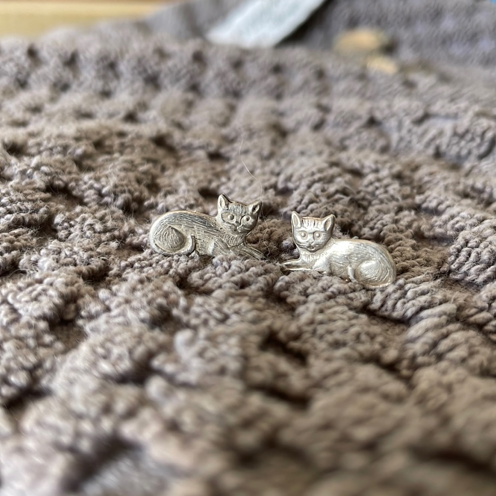 Sterling Silver cat earrings